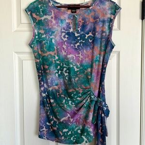 Rain NWOT Damask pattern shirt Sz M teal blue purple